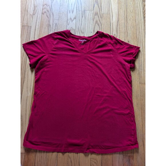 Woman Within Womens Red V-Neck Short Sleeve T-Shirt Size 18/20 L Cotton Blend - Picture 3 of 7